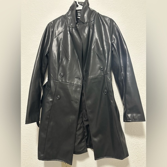 H&M Black Faux Leather Vegan Jacket size XS - Picture 1 of 5